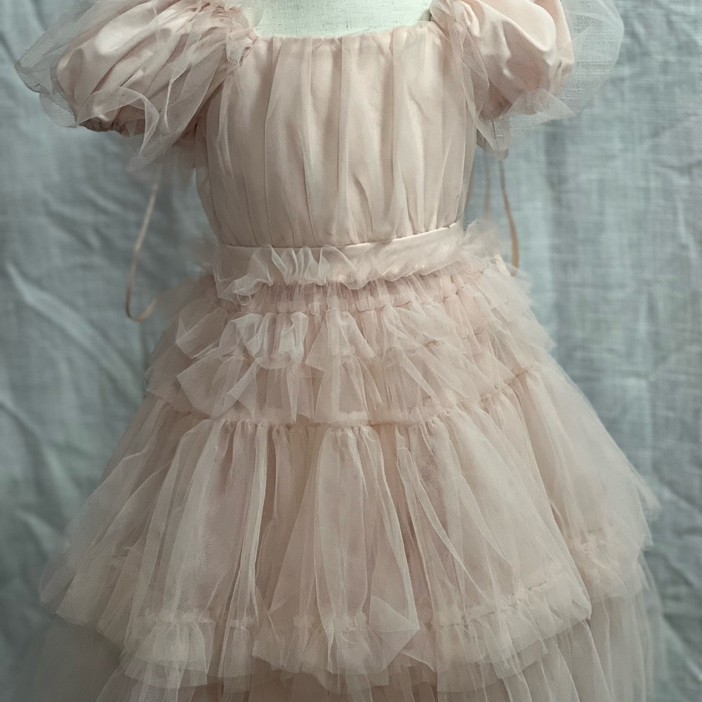 Ivy City Co Pink Ruffled Kids Formal Dress